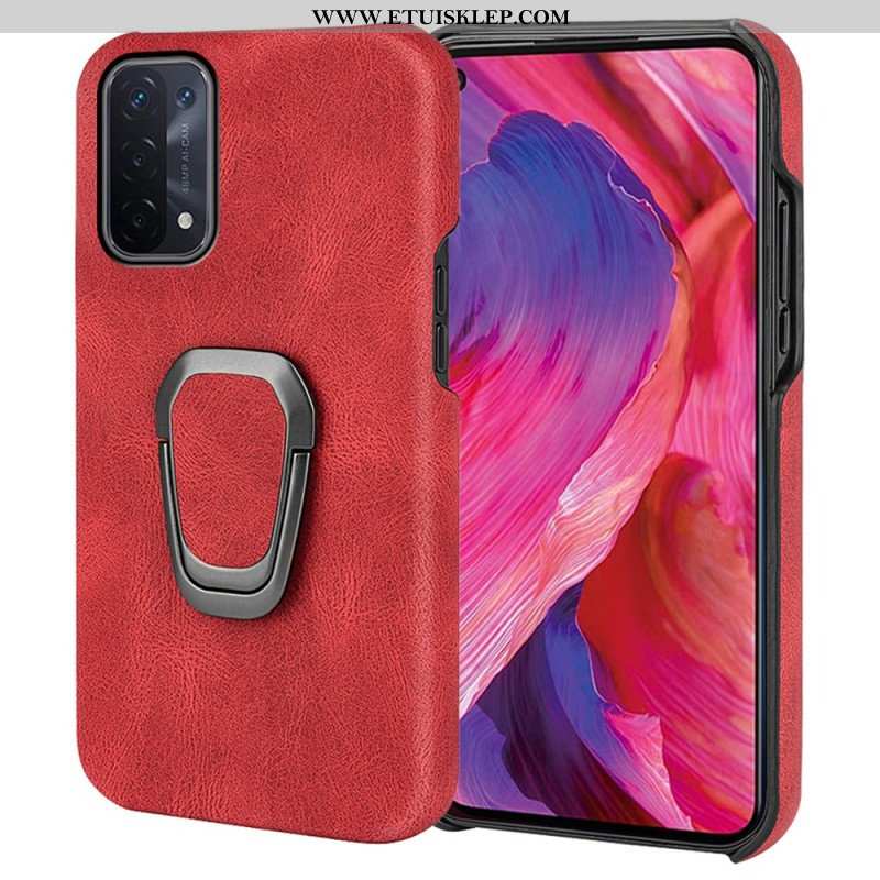 Etui do Oppo A54 5G / A74 5G Uchwyt Na Pierścionek Z Efektem Skóry